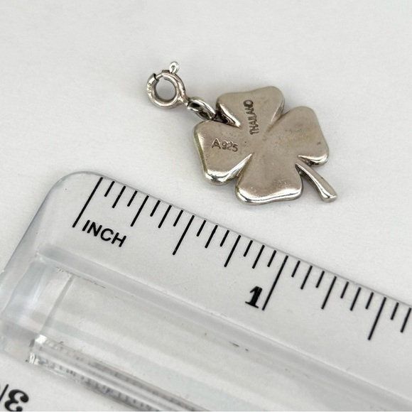 Sterling Silver Four Leaf Clover Good Luck Pendant  Vtg Minimalist 925 Thailand - Picture 4 of 4